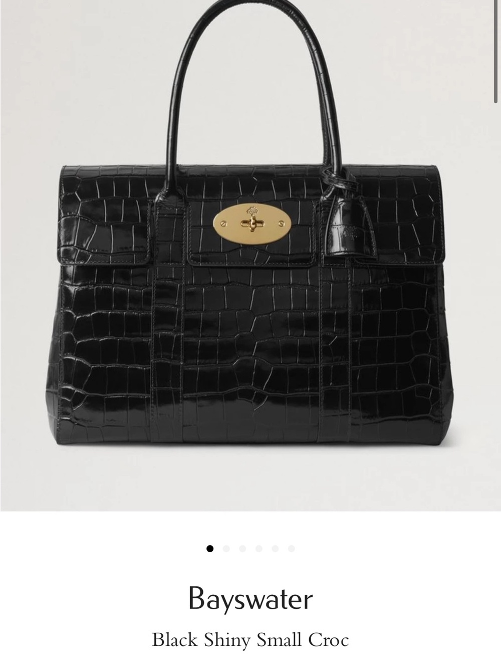 Mulberry Black Croc-Effect Bayswater Top-Handle Satchel with Gold Hardware